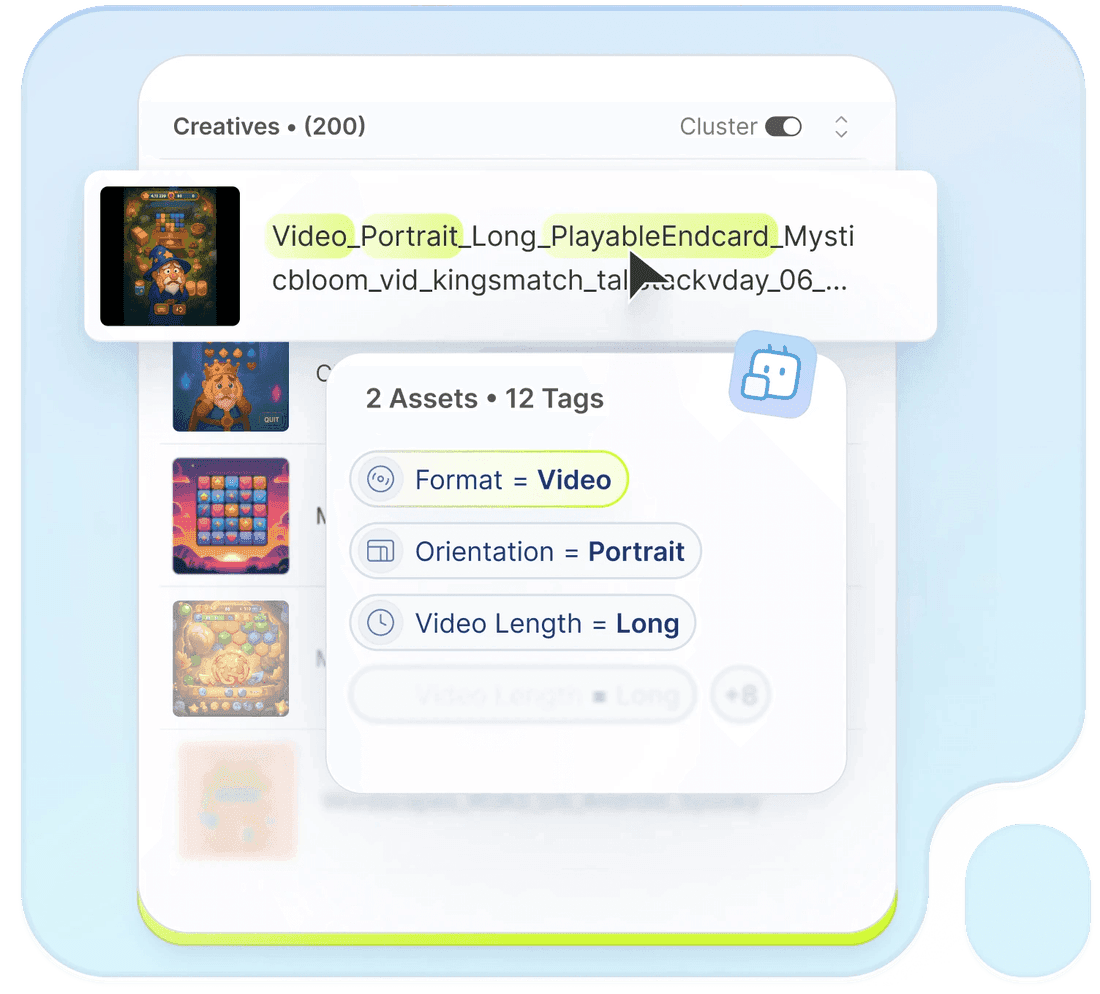 Nomenclature tagging extracting tags from creative file naming conventions in Segwise