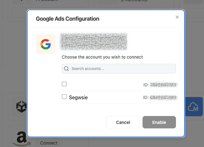 Google Ads Step 3: Choose Google Ads Account screenshot 1