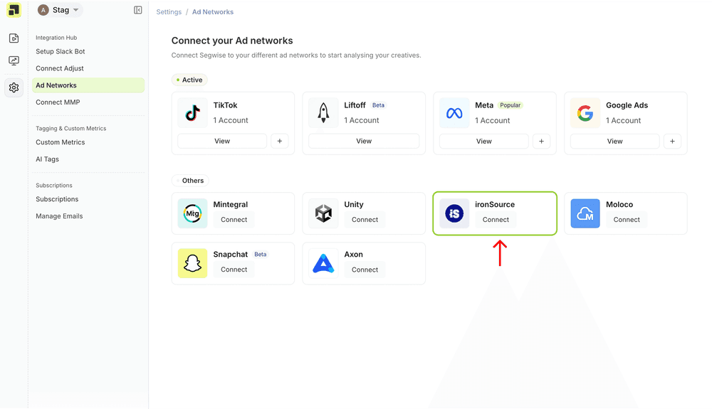 ironSource Step 2: screenshot 1