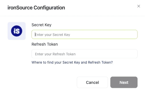 ironSource Step 3: screenshot 1