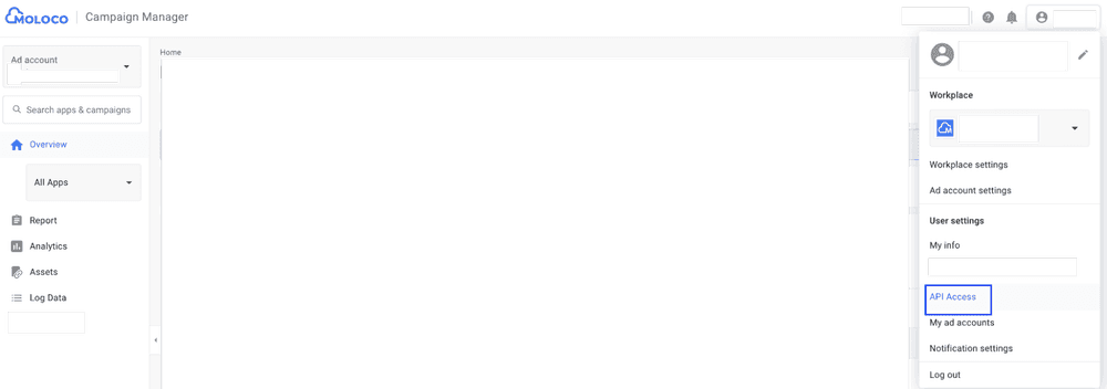 Moloco Step 1: Fetch API key from Moloco Dashboard screenshot 1