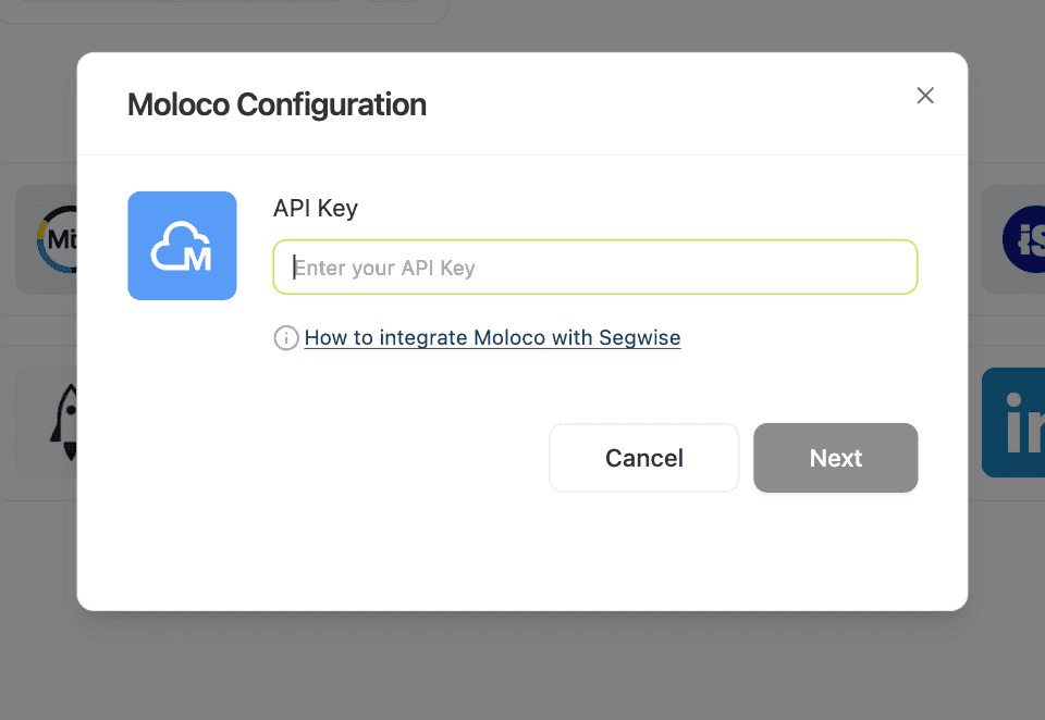 Moloco Step 3: Enter API Key screenshot 1