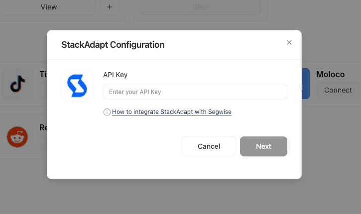 StackAdapt Step 3: Enter API Key screenshot 1