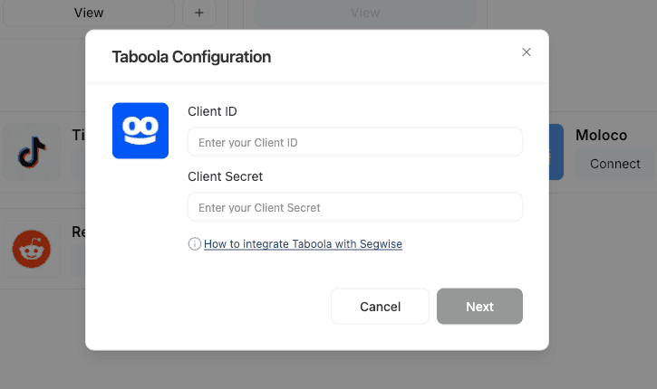 Taboola Step 3: Enter API Key screenshot 1