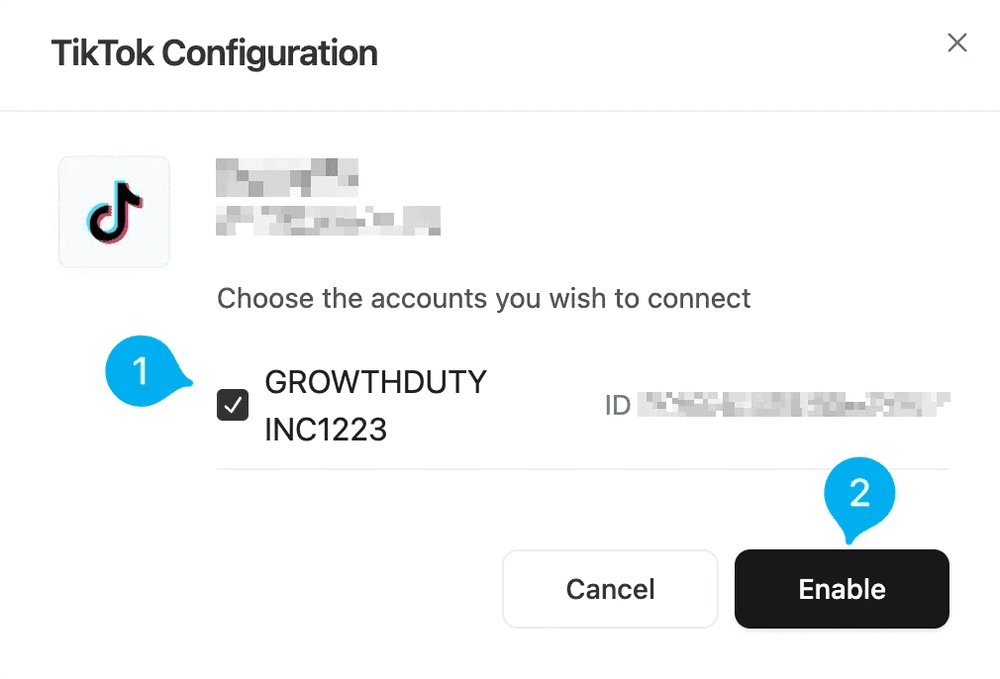 TikTok Step 3: Choose TikTok Ad Account(s) screenshot 1