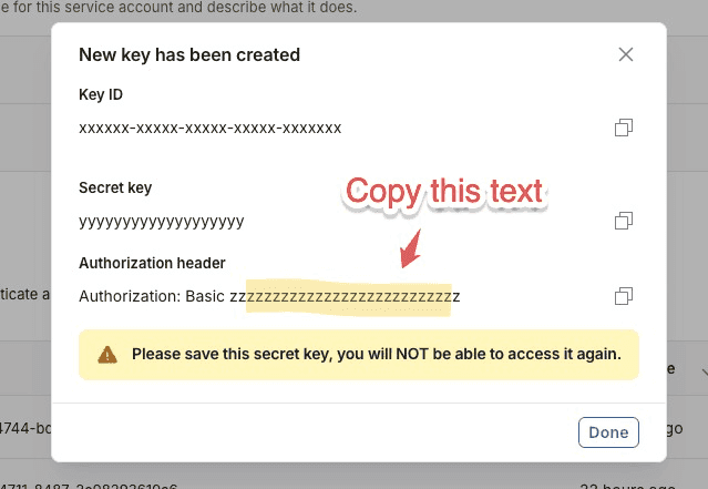 Unity Steps to create a service account and get its authorization key: screenshot 1