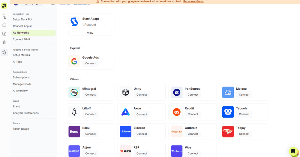 Vibe Step 1: Select Vibe from Ad Networks screenshot 1
