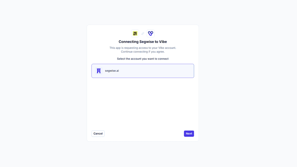 Vibe Step 2: Select Your Vibe Account screenshot 1